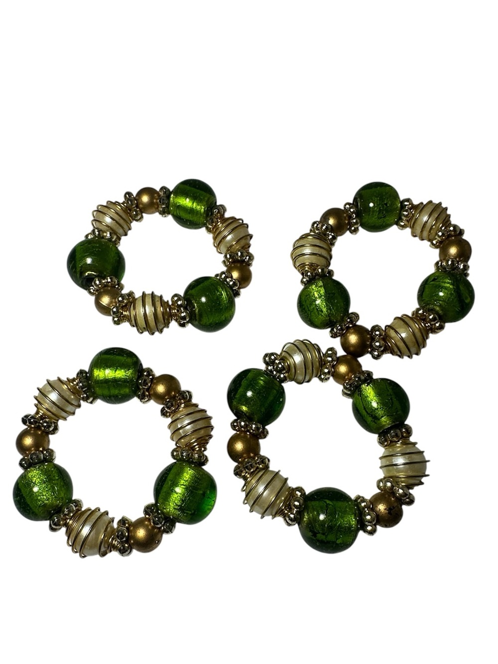 Vintage Glass Beaded Napkin Rings Set of 4